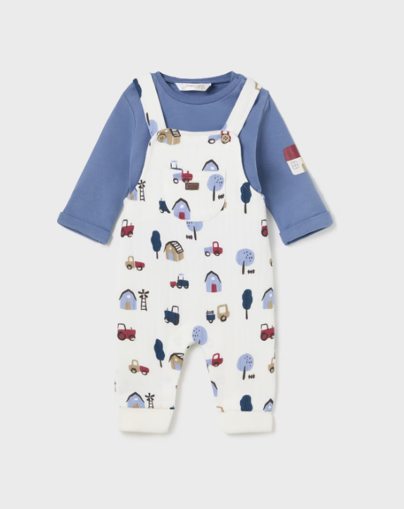 Mayoral Print Dungarees & T-Shirt Set Style 2622 - Mid Blue